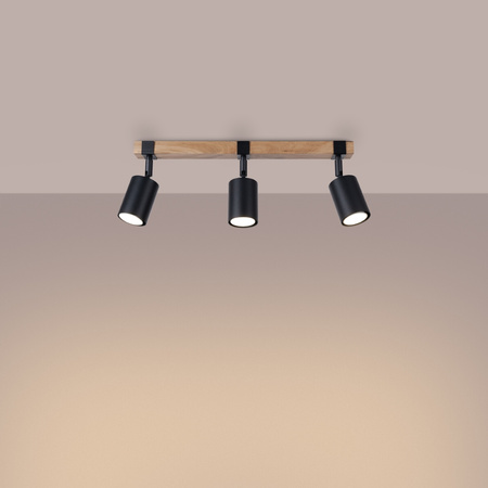 Lampa Sufitowa Oprawa Natynkowa SPOT TUBA Reflektor 3x GU10 Tubularna Czarna Brązowa Skandynawska Fager Sollux