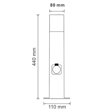 Lampa Ogrodowa LED Słupek E27 TUBA Grafit 44cm + Gniazdo zasilające 230V IP44 DALLAS Goldlux