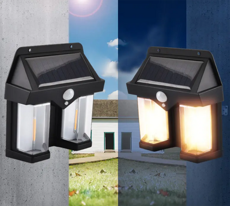 Lampa Solarna LED Elewacyjna Naświetlacz Czujnik Zmierzchu Czarna