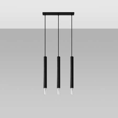 Lampa Sufitowa Oprawa Natynkowa SPOT TUBA 3x G9 Wisząca Zwis Tubularna Czarna Nowoczesna Wezyr Sollux