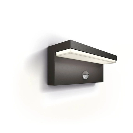 Lampa Ogrodowa LED Kinkiet Elewacyjny BUSTAN 3,8W Czujnik Ruchu 2700K Ciepła IP44 Antracyt PHILIPS