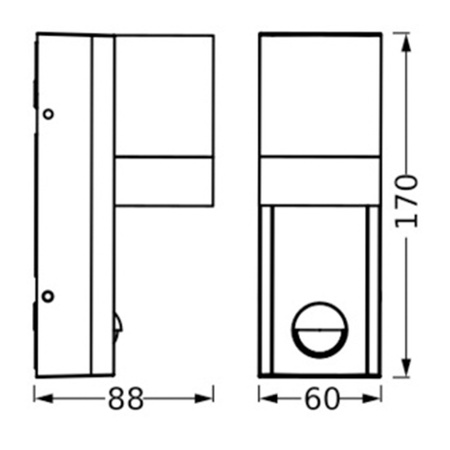 Kinkiet Ogrodowy Lampa Elewacyjna Zewnętrzna GU10 Szary IP65 z Czujnikiem Ruchu i Zmierzchu Endura Osram