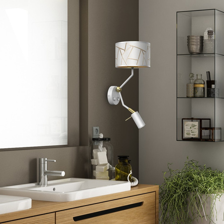 Lampa Ścienna Kinkiet ZIGGY Biała Złota 1xE27 + 1x mini GU10 Milagro