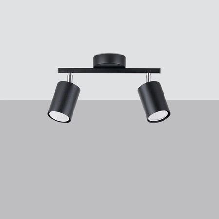Lampa Sufitowa Listwa Oświetleniowa 2x GU10 Tuba Ruchoma Tubularna Czarna Minimalistyczna Lemmi Sollux