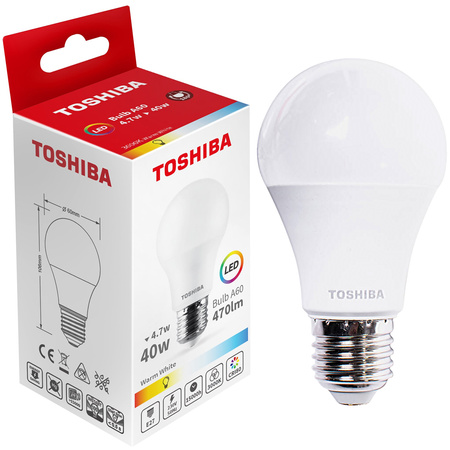 Żarówka LED E27 A60 4.7W = 40W 470lm 3000K Ciepła TOSHIBA