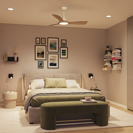 Wentylator Sufitowy 28W Lampa Sufitowa LED 24W 2650lm 3000/4300/6500K CCT Biała Brązowa + Pilot Olas Philips