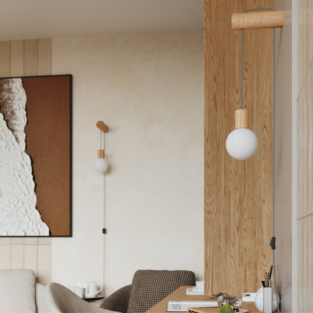 Lampa Ścienna Zwis 1x G9 Naturalne Drewno Biała Nimbi Peach Puff SL.1645 Sollux