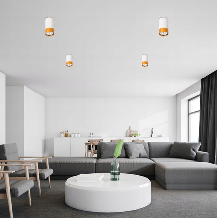 Oprawa Natynkowa Halogenowa Tuba Reflektor Spot GU10 Okrągła Biała Złota Klemens Masterled