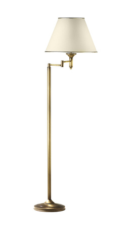 Lampa Podłogowa Stojąca CLASSIC E27 Abażur 158cm Łamana Klasyczna Ecru Złota Jupiter