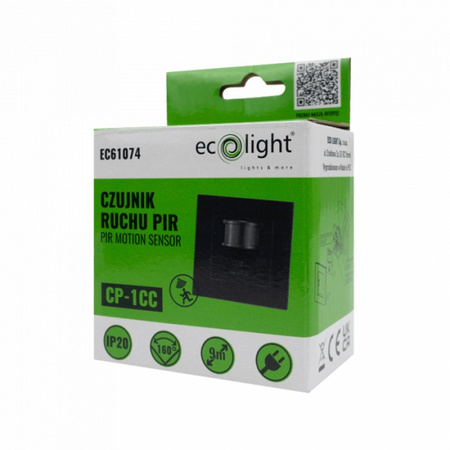Czujnik Ruchu i Zmierzchu PIR Podtynkowy do Puszki Czarny 9m 160° CP Ecolight