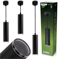 Lampa Wisząca Sufitowa LED GU10 Żyrandol Reflektor Tuba Zwis IP44 ADERO Czarny LUMILED