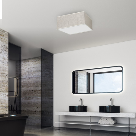 Plafon LED Lampa Sufitowa LINO Biała Lniana 3xE27 Kwadratowa Milagro