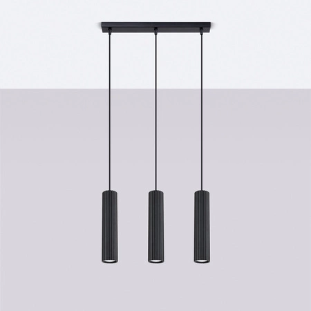 Lampa Wisząca Sufitowa Zwis Tuba Spot 3x GU10 Czarna Karbon Deep Space SL.1575 Sollux