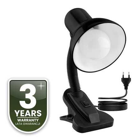 Lampka Biurkowa Stołowa Regulowana LIRIA Szkolna Nocna E27 Klips Czarna LUMILED