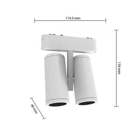 Lampa LED Reflektor do Szynoprzewodu Magnetycznego Podwójny Regulowany 16W 1280lm 4000K Neutralna CRI90 36° 48V Biały Luxo Masterled
