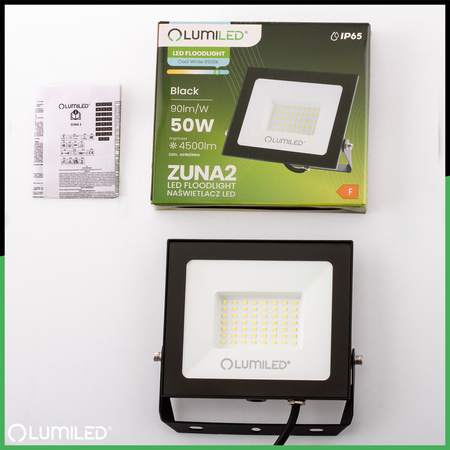 Naświetlacz LED ZUNA2 50W 4500lm 6500K IP65 Czarny LUMILED