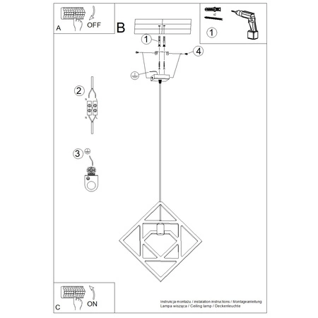 Lampa Wisząca Sufitowa E27 Naturalne Drewno CARO Peach Puff SL.1757 Sollux
