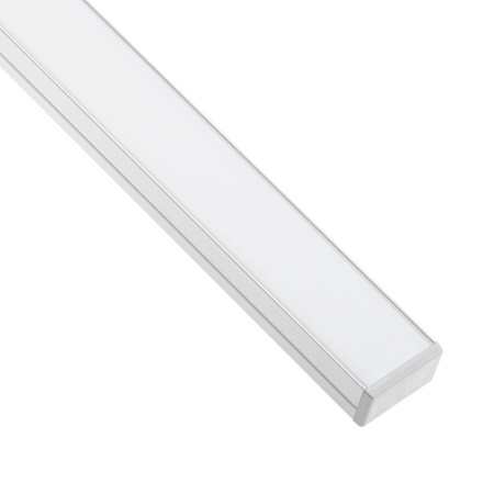 Profil Aluminiowy Anodowany do LED KM35 Srebrny Natynkowy 1m + Przesłona mleczna + Zaślepki