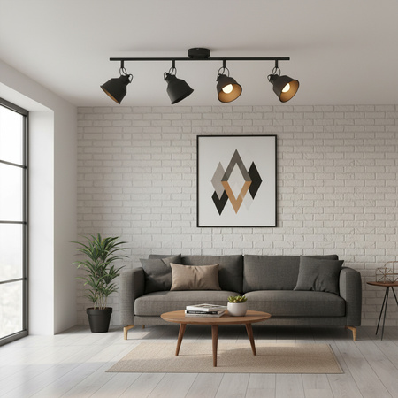 Oprawa Ścienno-Sufitowa Reflektor Punktowy 4x E14 Czarna NIKO Sanico Goldlux