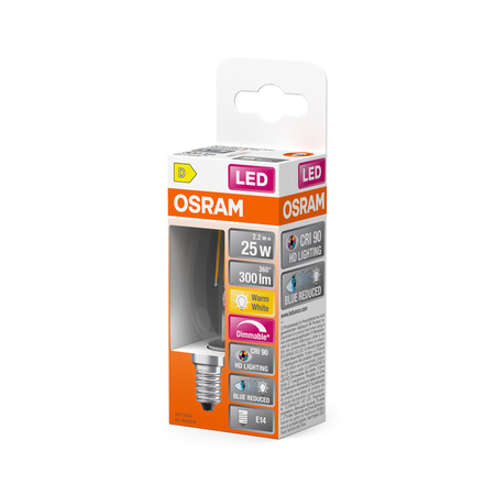 Żarówka LED B35 Świeczka E14 2.2W = 25W 300lm 2700K Ciepła CRI90 300° Filament Ściemnialna SUPERSTAR PLUS CLASSIC Osram