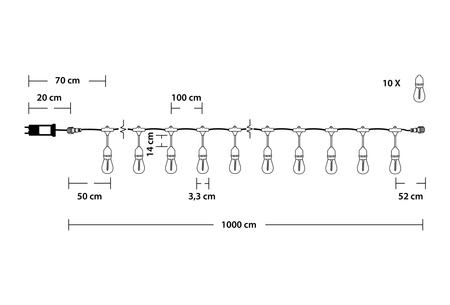 Girlanda Ogrodowa Zewnętrzna MALUS Łańcuch Świetlny 10m 10x E27 LUMILED