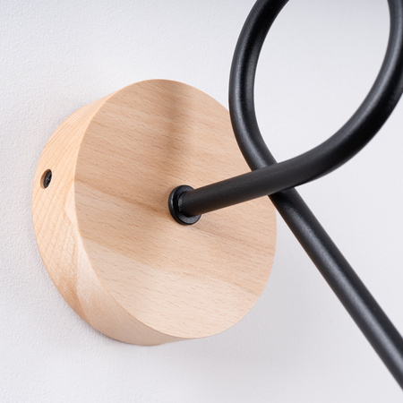 Lampa Ścienna Kinkiet 1x E27 Naturalne Drewno Czarna Ember Peach Puff SL.1476 Sollux