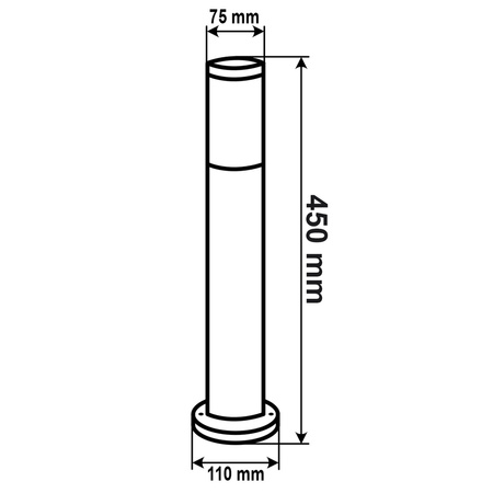 Lampa Ogrodowa Zewnętrzna E27 CZARNY SŁUPEK 45cm z Czujnikiem Ruchu i Zmierzchu