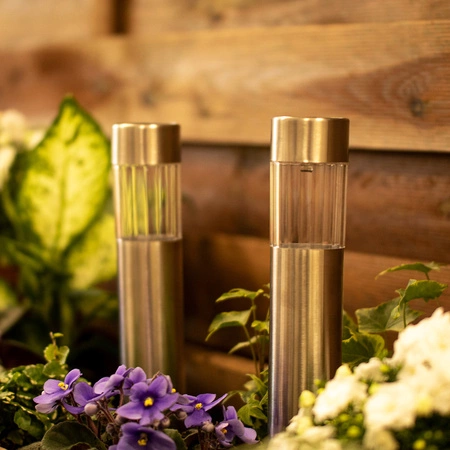 Lampa Ogrodowa LED Solarna Wbijana TUBA stal nierdzewna 6500K 33 cm