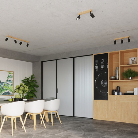 Lampa Sufitowa Oprawa Natynkowa SPOT TUBA Reflektor 3x GU10 Punktowa Ruchoma Tubularna Drewno Biała Skandynawska Verdo Sollux