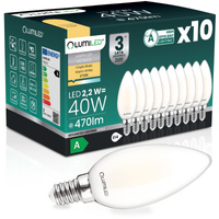 10x Żarówka LED E14 Świeczka B35 2,2W 470lm = 40W 2700K Ciepła 360° Filament KLASA A LUMILED