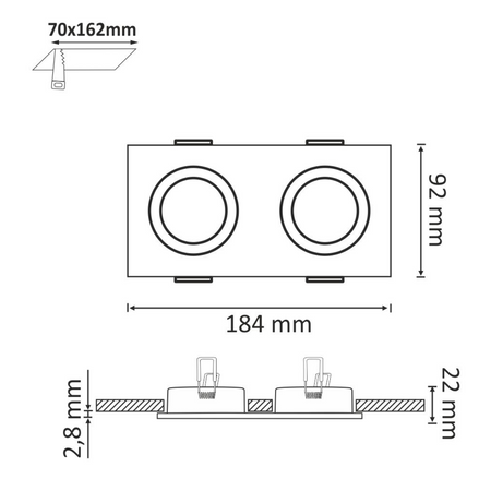 Oprawa sufitowa PODWÓJNA SOUTH OPAL GOLDLUX SREBRNY GU10