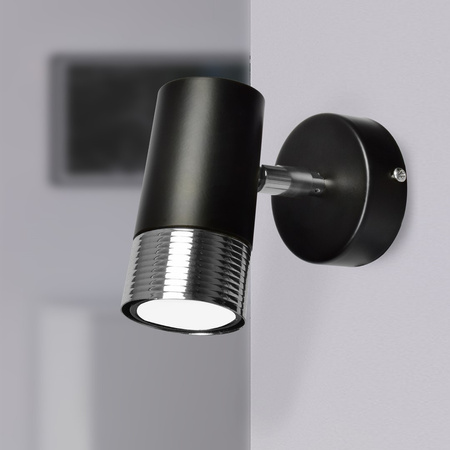 Lampa Ścienna Kinkiet DANI Czarna Chrom 1xGU10 Milagro