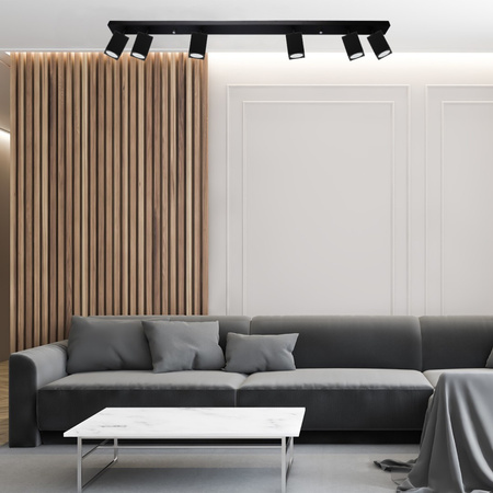 Lampa Sufitowa Reflektor 6xGU10 Listwa Belka QUANTUS Czarna
