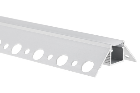 Profil Aluminiowy Podtynkowy Architektoniczny Narożny Typ Z do LED Wpuszczany do Płyt KARTON / GIPS 1m + Mleczny Klosz