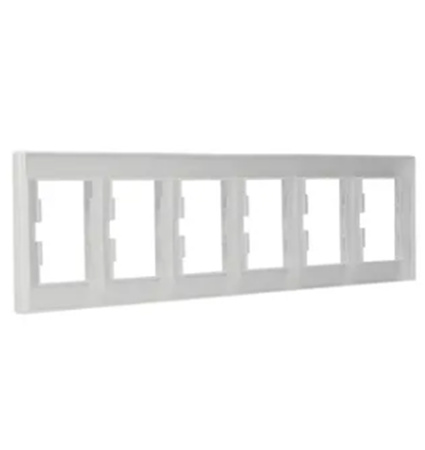 Ramka 6-krotna Pozioma Do Gniazda Sześciokrotna Biała Asfora