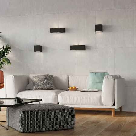 Lampa Ścienna Kinkiet E27 Kostka Kwadratowa Czarna Nowoczesna Leo Sollux