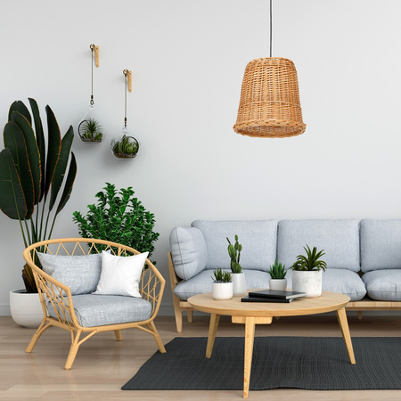 Lampa Wisząca Sufitowa VIMINI 1xE27 Brązowa Wiklinowa Milagro