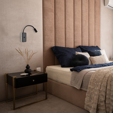 Lampka nocna ścienna BASE 8W + 2W Elastyczna Czarna Milagro