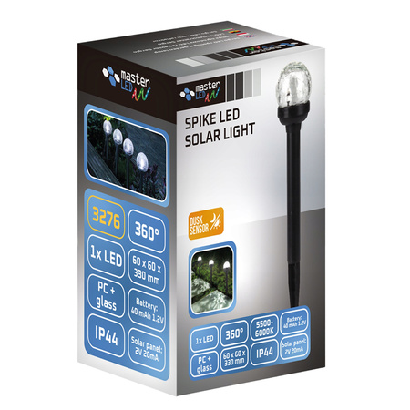 Lampa Solarna Ogrodowa LED Wbijana 5500-6000K IP44 33cm Czujnik Zmierzchu