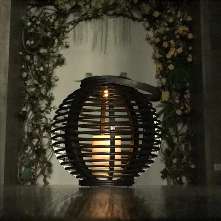 Lampa Ogrodowa LED Solarna Wisząca LATARENKA czarna owalna efekt płomienia