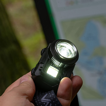 Latarka Czołowa LED XPG3 + COB Zoom Hybrydowe Zasilanie Sensor Ruchu VA0098 Vayox