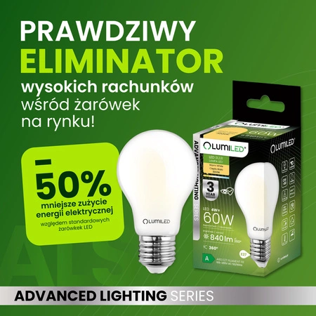 Żarówka LED E27 A60 4W = 60W 840lm 3000K Ciepła 360° FILAMENT LUMILED