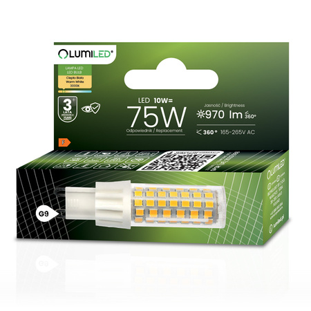 Żarówka LED G9 Kapsułka 10W = 75W 970lm 3000K Ciepła 360° LUMILED