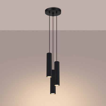 Lampa Wisząca Sufitowa Zwis Tuba Spot 3x GU10 Czarna Karbon Deep Space SL.1576 Sollux