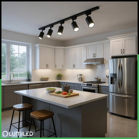 Zestaw Szyna Oświetleniowa Szynoprzewód 1,5 m + 3x Reflektor Szynowy RITI GU10 Czarny LUMILED