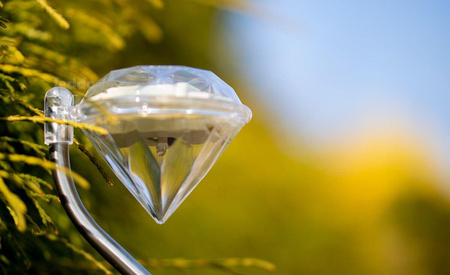 Lampa Solarna Ogrodowa LED Wbijana Ozdobna Zewnętrzna DIAMENT Chrom RGB
