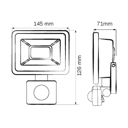 Naświetlacz LED 10W 800lm 3000K Czarny z Czujnikem ruchu i zmierzchu GOLDLUX (Polux)