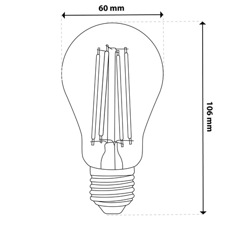 6x Żarówka LED E27 A60 3,8W 840lm = 60W 4000K Neutralna 360° Filament KLASA A LUMILED