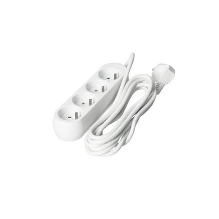 Przedłużacz Sieciowy Wtyk 4x Gniazdo z Uziemieniem Listwa Zasilająca 3m Biały Linea Kobi