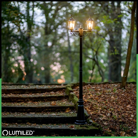 Lampa Ogrodowa Stojąca LED Słupek 2m 2x E27 Latarnia Zewnętrzna Dekoracyjna BELLIS LUMILED